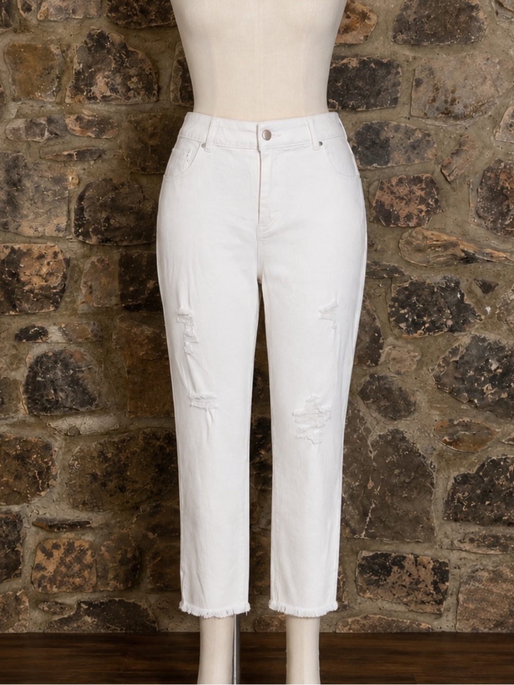 Size 20 White Distressed Women’s Hi Rise Skinny Jeans
